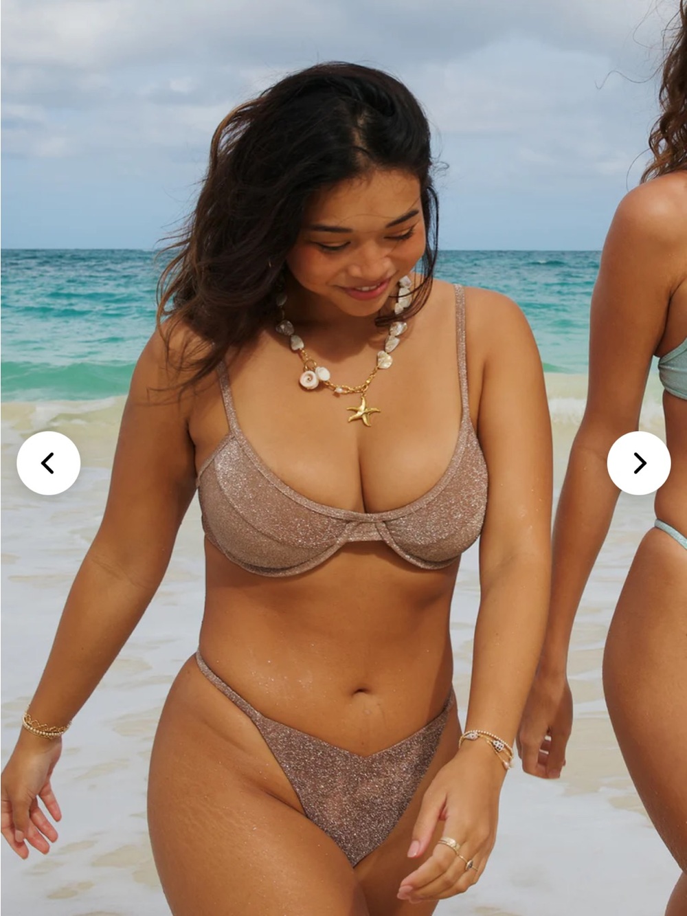 Dippin Daisys- Shimmer Underwire Bikini Top and High-Cut Bottom in Cacao